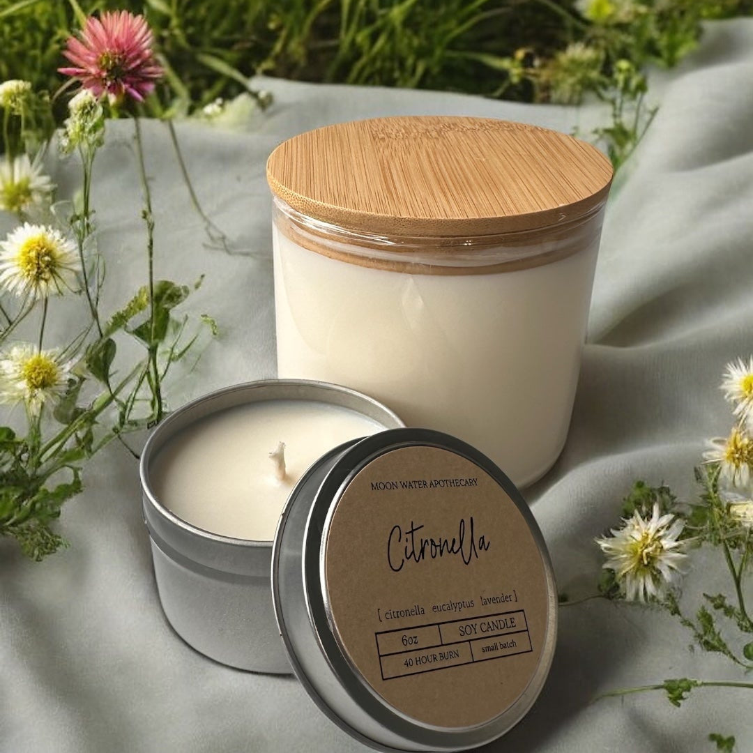 Citronella Candle – 16 oz 3-Wick Outdoor Mosquito Repellent with Essential Oils -- by Moon Water Apothecary!