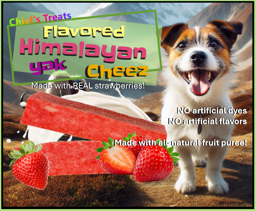 Strawberry Flavored Yak Cheese Chew - made with REAL STRAWBERRY Puree - Single
